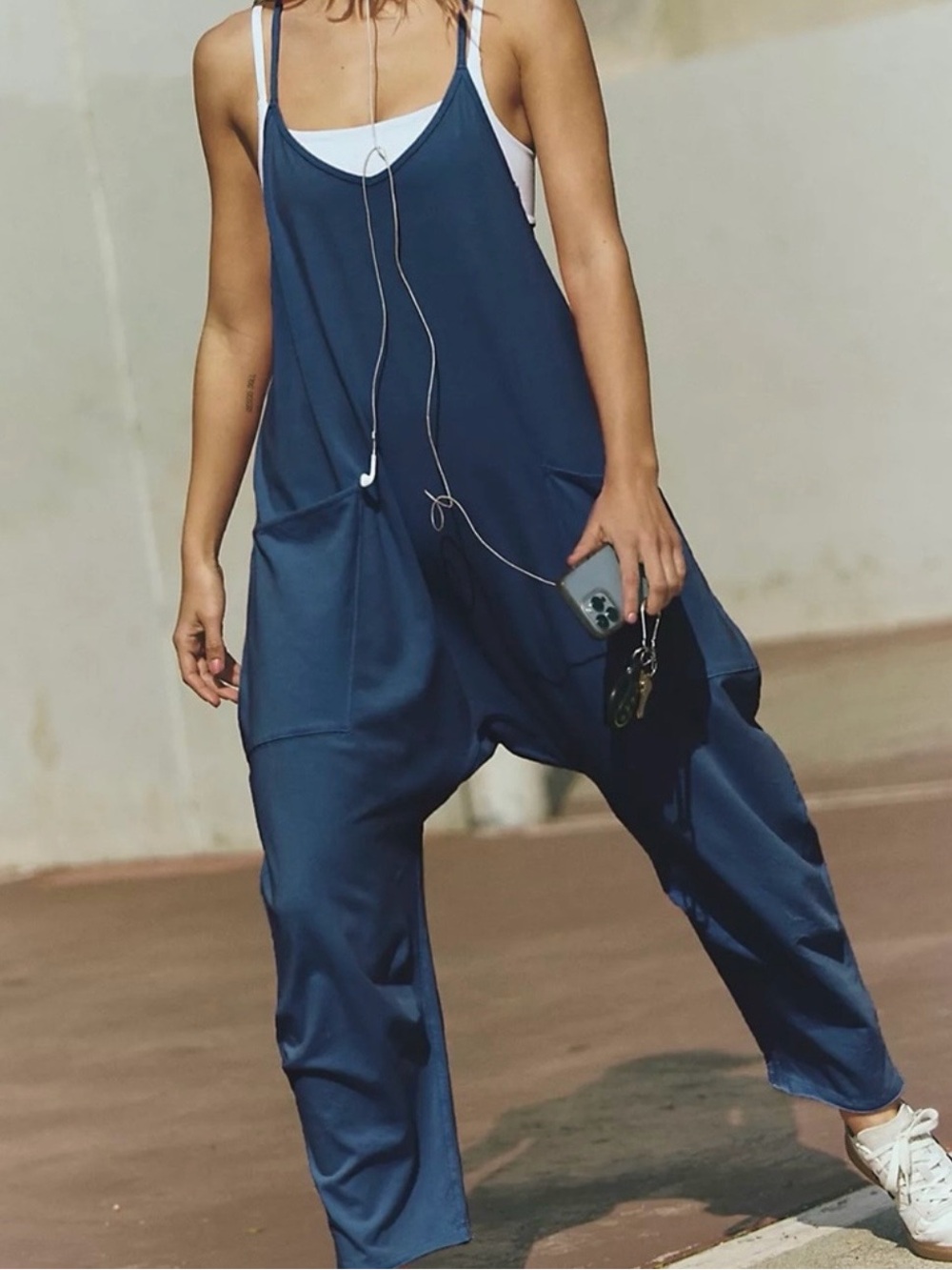 Free People Hot shot onesie navy blue size s